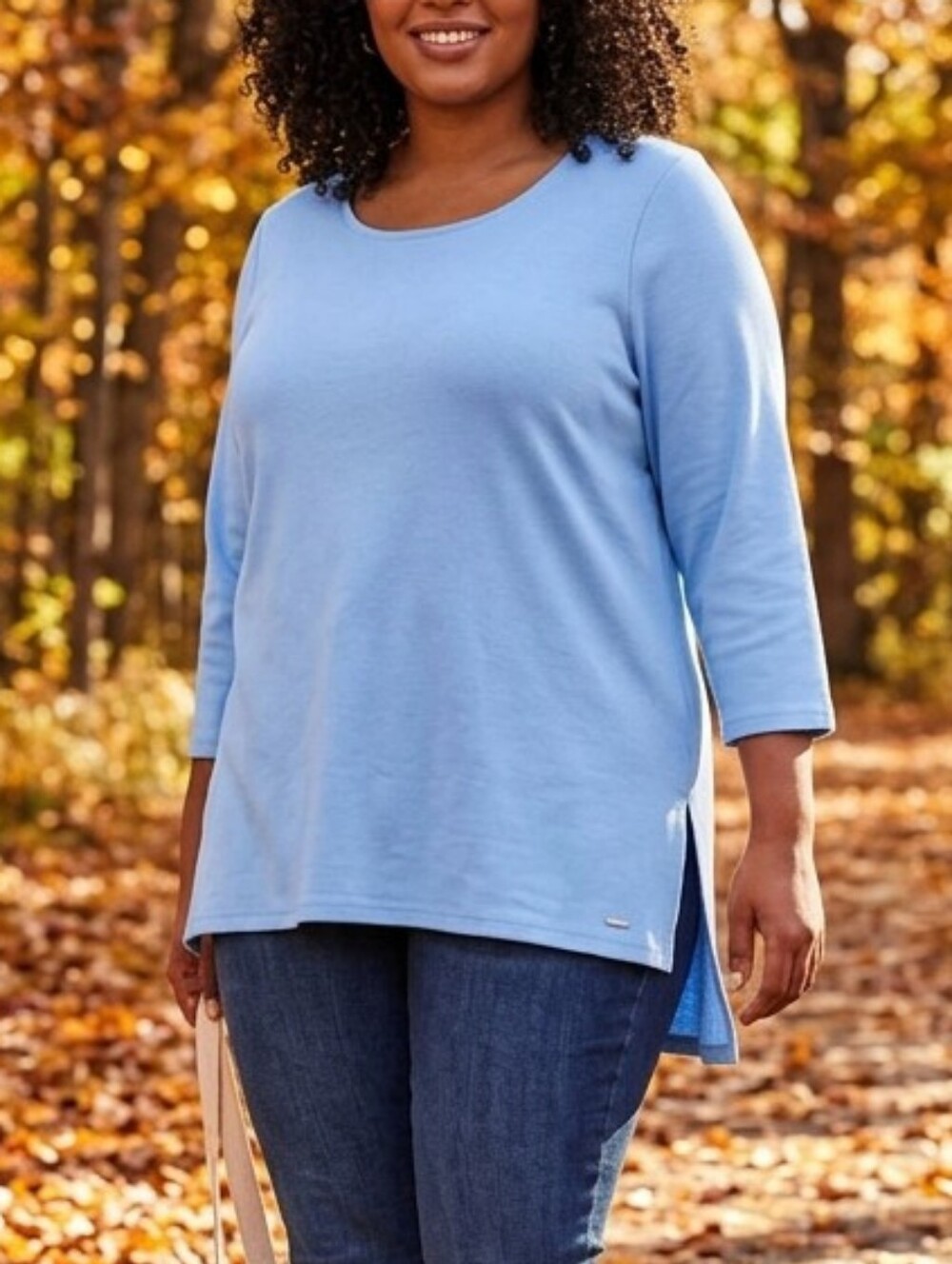 Tahari Sky Blue Crewneck Lightweight Sweater Size 1X PTP 24.5"